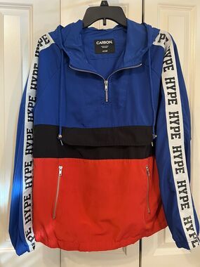 CARBON Men's HYPE Windbreaker with Hood and Pockets--Men's Small
